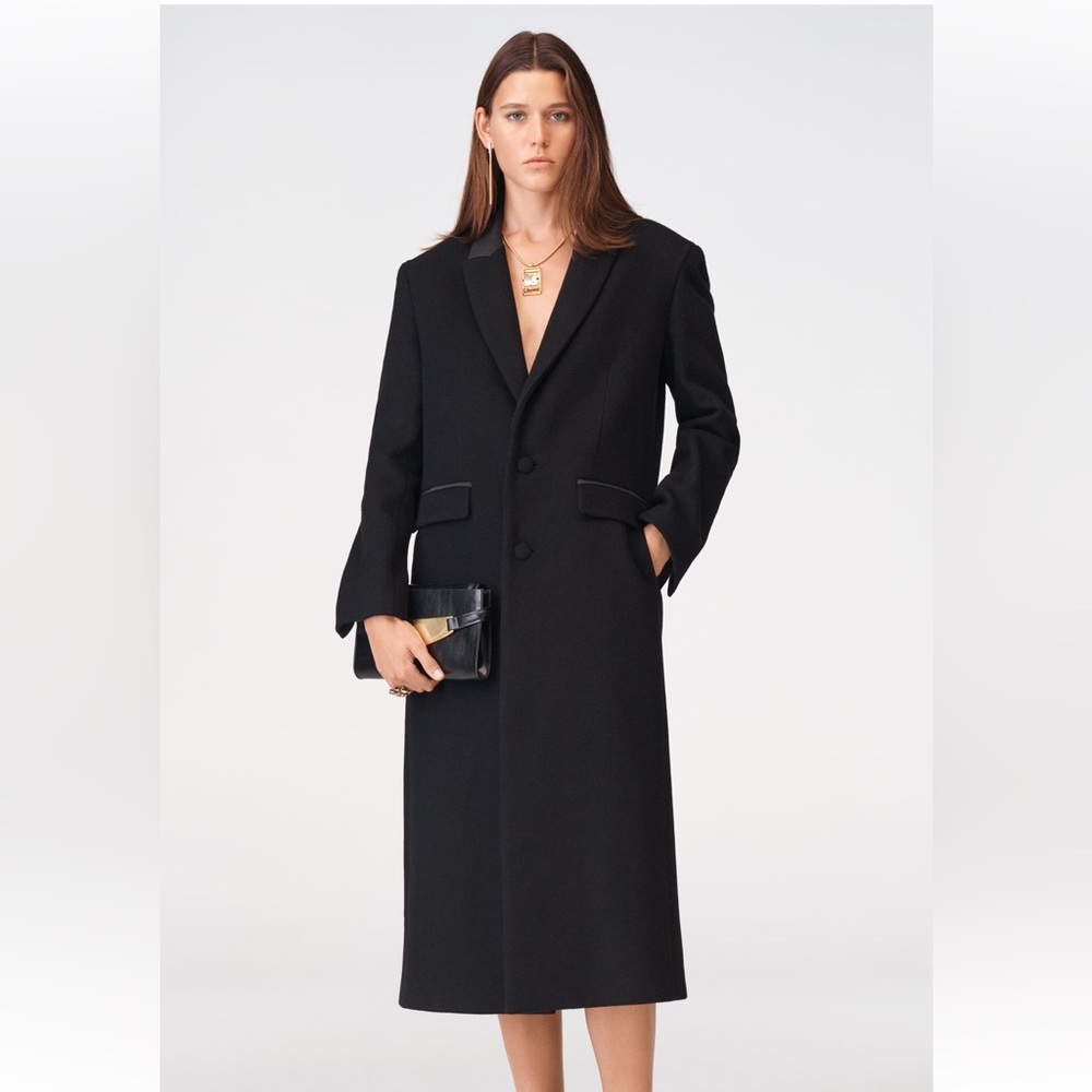 Zara New Black Elegant  WOOL COAT WITH PLEATED LINING LIMITED EDITION. Size M